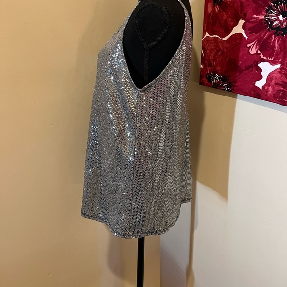 Carmela Silver Sequin Tank style Top, size M - Picture 2 of 8